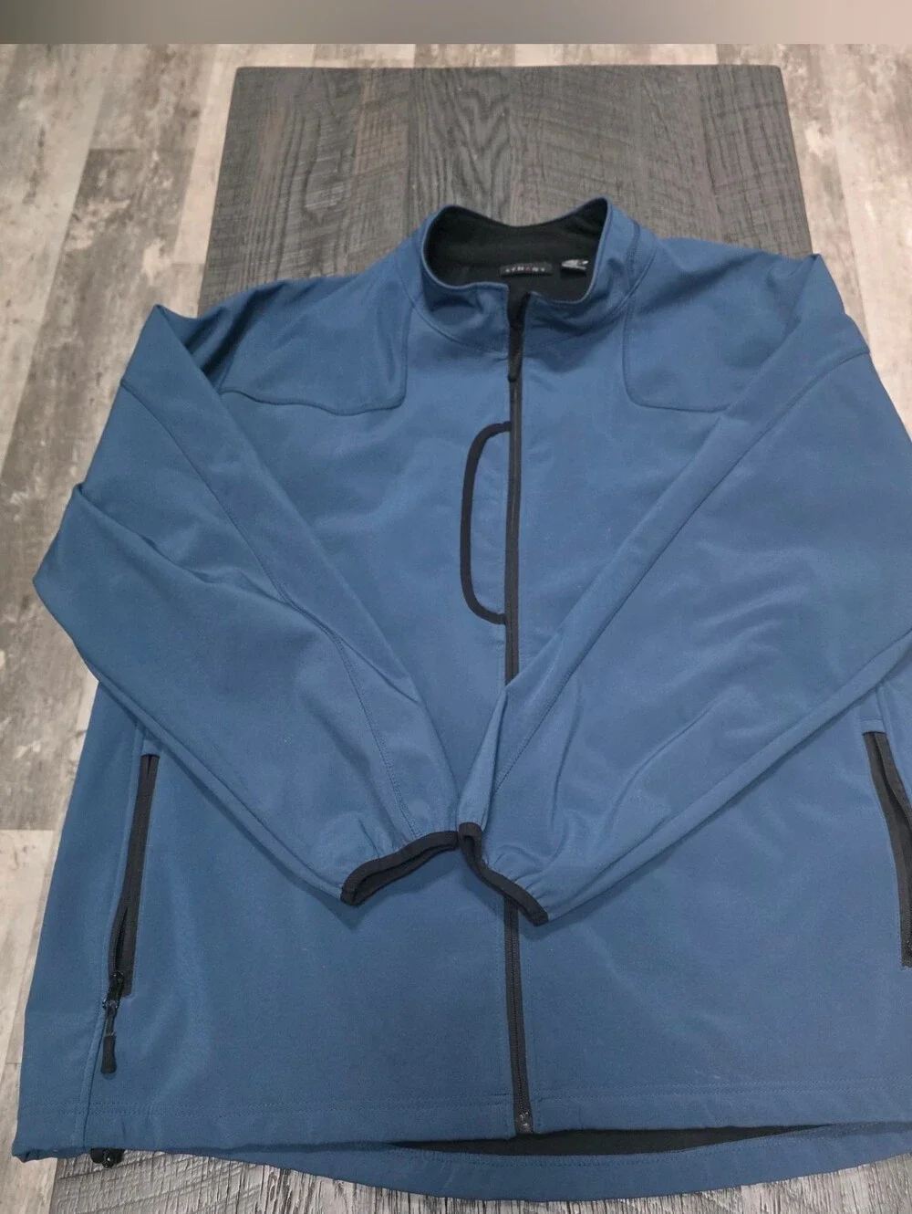 Men's Synrgy Softshell Fleece Lined Jacket in a gray-blue colorway w black (3xl)